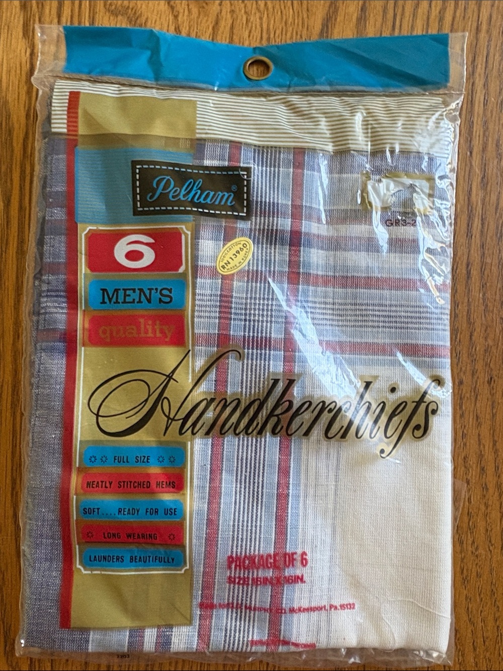 Men's Plaid Pocket Squares - Handkerchiefs White Red & Blue Accent (Pack of 6)